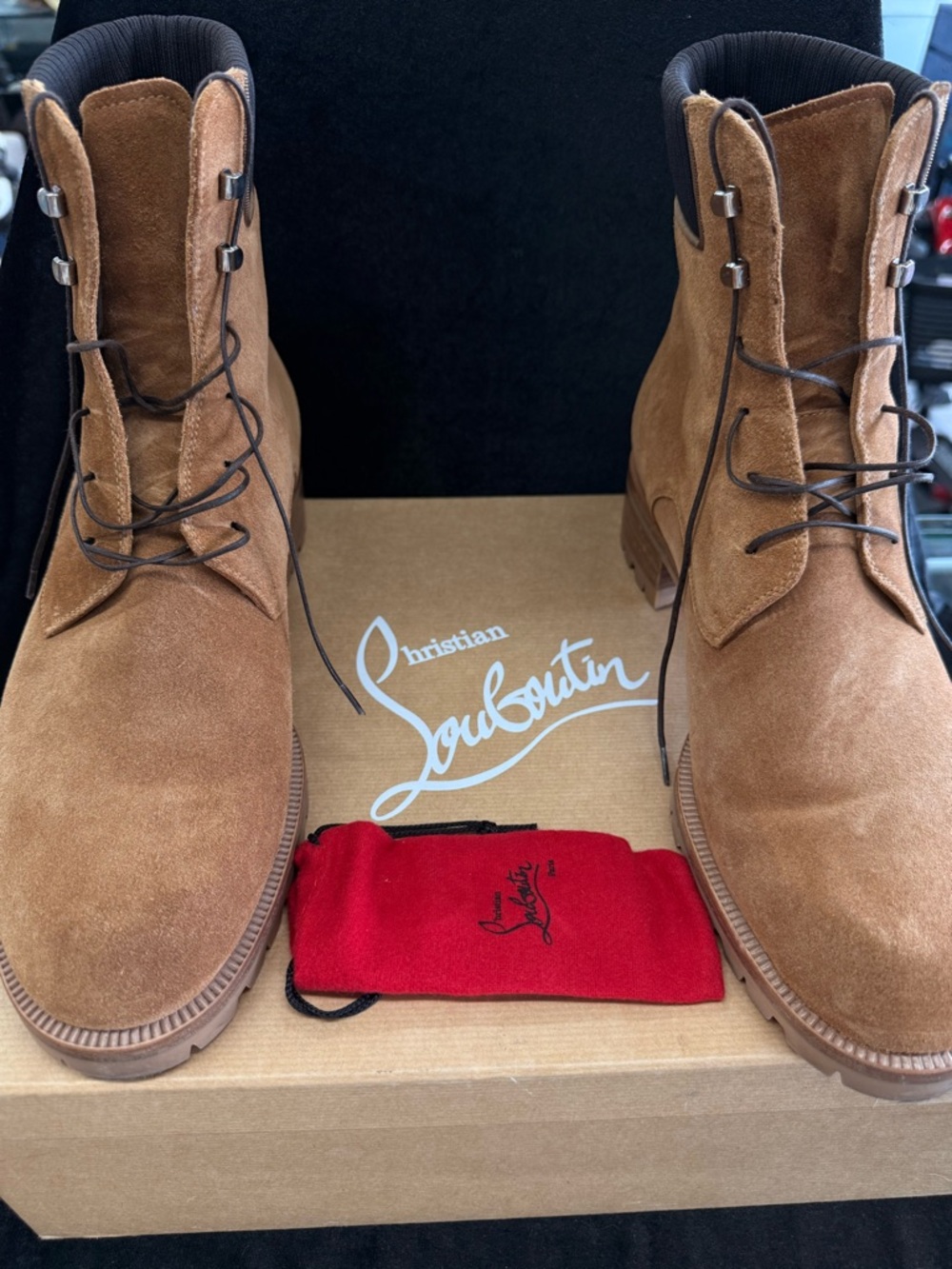 Christian Louboutin Tan Suede Lace-Up Men's Boots